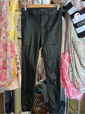 White House Black Market Black Coated Skinny Jeans